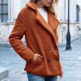 Women’s Fluffy Lapel Coat – Loose Winter Button Jacket