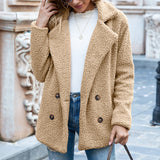Women’s Fluffy Lapel Coat – Loose Winter Button Jacket