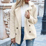 Women’s Fluffy Lapel Coat – Loose Winter Button Jacket