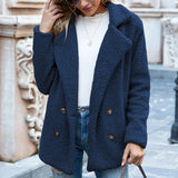 Women’s Fluffy Lapel Coat – Loose Winter Button Jacket