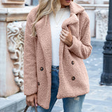 Women’s Fluffy Lapel Coat – Loose Winter Button Jacket