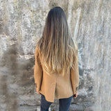 Women’s Short Button Blazer – Winter Lapel Commuter Jacket