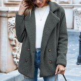 Women’s Fluffy Lapel Coat – Loose Winter Button Jacket