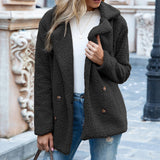 Women’s Fluffy Lapel Coat – Loose Winter Button Jacket
