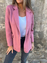 Women’s Short Button Blazer – Winter Lapel Commuter Jacket