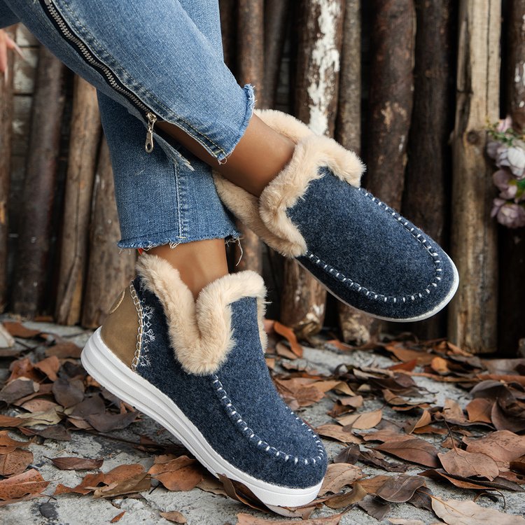 Thick Plush Winter Boots – Warm Fleece-Lined Ankle Shoes