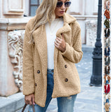 Women’s Fluffy Lapel Coat – Loose Winter Button Jacket